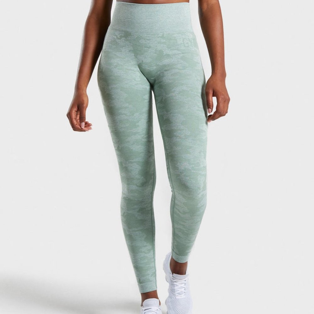 GYMSHARK green camo seamless legging